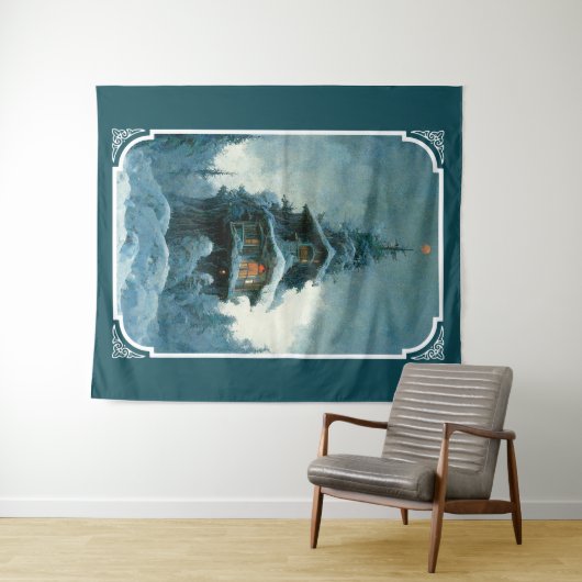 Santa Clause Zuhause Sweet Zuhause | Weihnachtsbau Wandteppich (Beispiel (Horizontal))