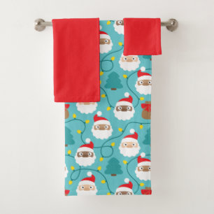 Santa Clauses Muster Badhandtuch Set