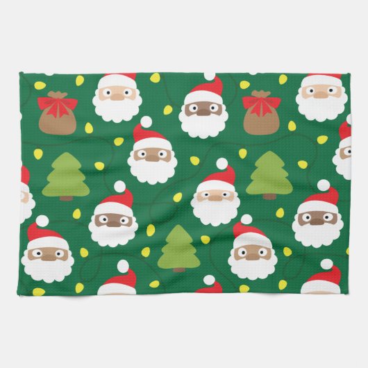 Santa Clauses Muster Geschirrtuch (Horizontal)