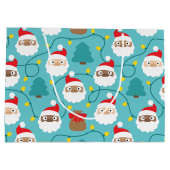 Santa Clauses Muster Große Geschenktüte (Rückseite)