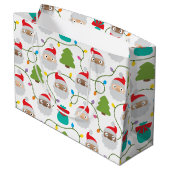 Santa Clauses Muster Große Geschenktüte (Rückseite Schrägansicht)