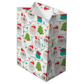 Santa Clauses Muster Mittlere Geschenktüte (Rückseite Schrägansicht)