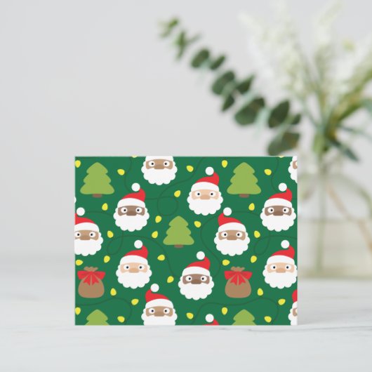 Santa Clauses Muster Postkarte (Stehend Vorderseite)