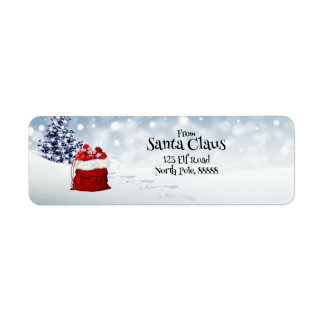 Santa Clauses Red Gift Bag Snow Rücksendeadresse