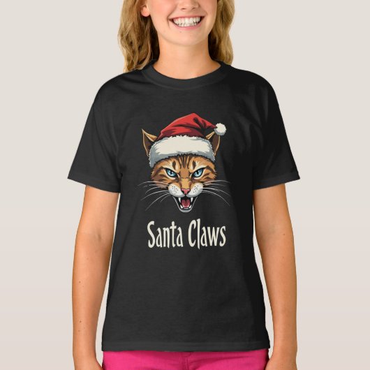 Santa Claws Angry Cat Christmas - Funny Christmas T-Shirt (Vorderseite)