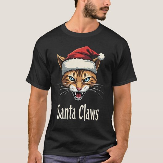 Santa Claws Angry Cat Christmas - Funny Christmas T-Shirt (Vorderseite)