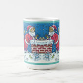 SANTA CLAWS CAT AUF ROOFTOP BRINGT GIFTS, FUNNY KAFFEETASSE (Mittel)