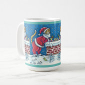 SANTA CLAWS CAT AUF ROOFTOP BRINGT GIFTS, FUNNY KAFFEETASSE (Vorderseite Links)