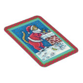 SANTA CLAWS CAT AUF ROOFTOP BRINGT GIFTS, FUNNY MAGNET (Rechte Seite)