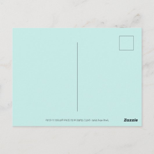 SANTA CLAWS CAT AUF ROOFTOP BRINGT GIFTS, FUNNY POSTKARTE (Rückseite)