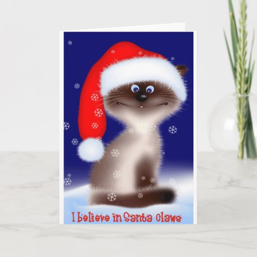 Santa Claws Cat Feiertagskarte (Vorderseite)