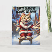 Santa Claws Cat Lover Funny Christmas Holiday Karte (Vorderseite)