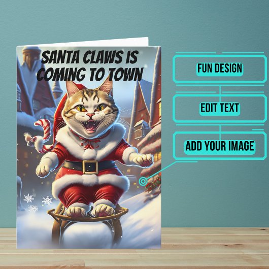 Santa Claws Cat Lover Funny Christmas Holiday Karte