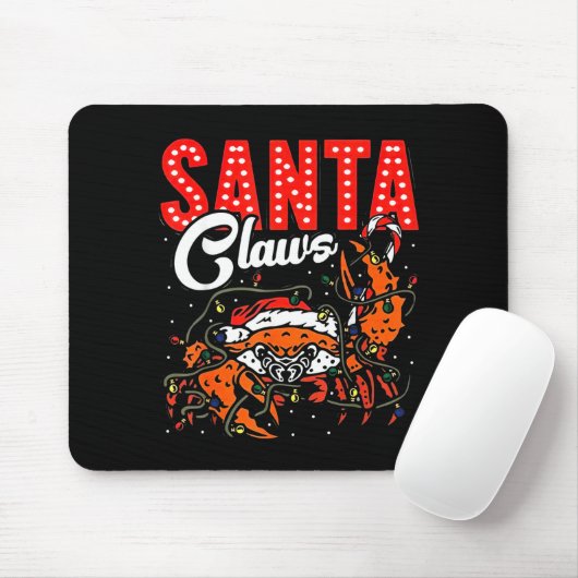 Santa Claws Christmas Funny Crab Lights Holiday Ca Mousepad (Mit Mouse)