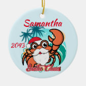 Santa Claws Crab Crustacean Weihnachten Personalis Keramik Ornament (Vorne)