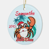 Santa Claws Crab Crustacean Weihnachten Personalis Keramik Ornament (Links)