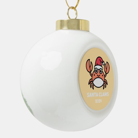 Santa Claws Crab Keramik Kugel-Ornament (Links)