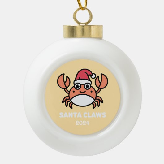 Santa Claws Crab Keramik Kugel-Ornament (Vorderseite)