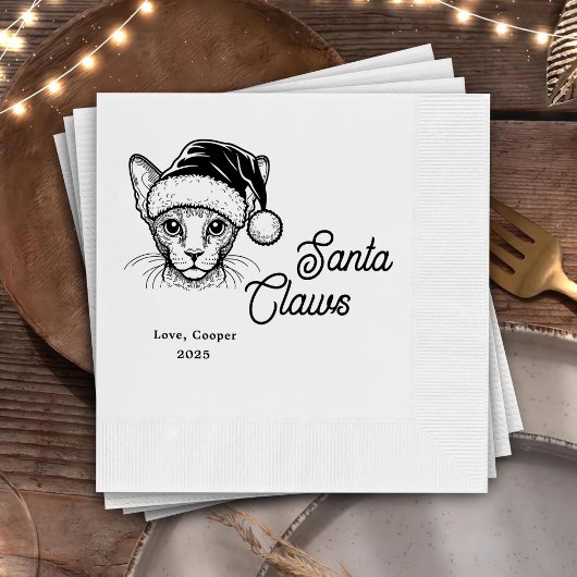 Santa Claws Custom Cat Gezeichnet Hochzeit Serviette