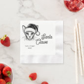 Santa Claws Custom Cat Gezeichnet Hochzeit Serviette (Beispiel)