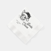 Santa Claws Custom Cat Gezeichnet Hochzeit Serviette (Ecke)