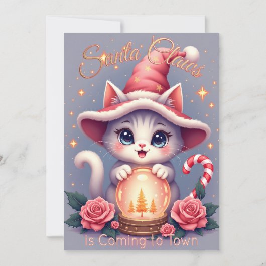 Santa Claws – Cute Holiday Cat Design Karte (Vorderseite)