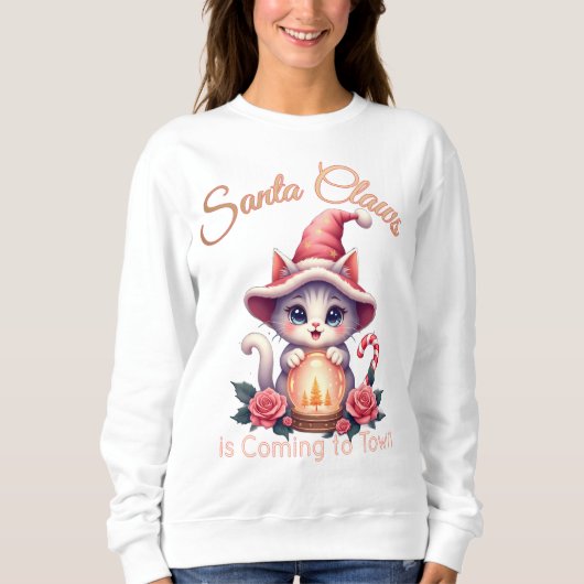 Santa Claws – Cute Holiday Cat Design Sweatshirt (Vorderseite)