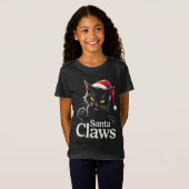 Santa Claws – Funny Black Cat Christmas Design T-Shirt (Vorne ganz)