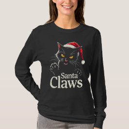 Santa Claws – Funny Black Cat Christmas Design T-Shirt