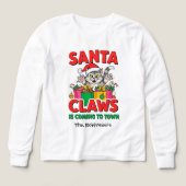 Santa Claws Funny Christmas Cat Custom Familiennam (Design Vorderseite)