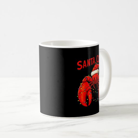 Santa Claws Funny Christmas Lobster With Lights Kaffeetasse (VorderseiteRechts)