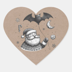 Santa Claws Herz-Aufkleber