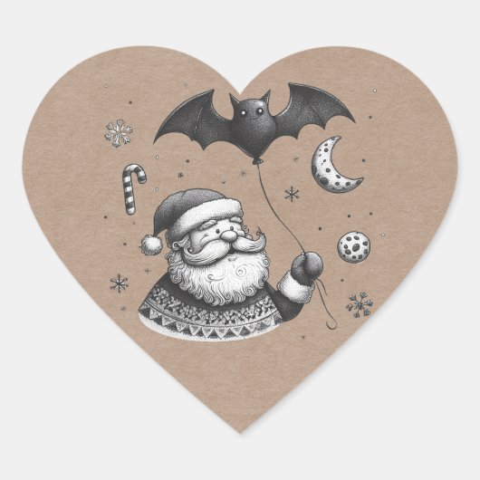 Santa Claws Herz-Aufkleber (Vorderseite)