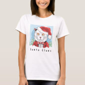 Santa Claws Kitty Cat Weihnachten T-Shirt (Vorderseite)