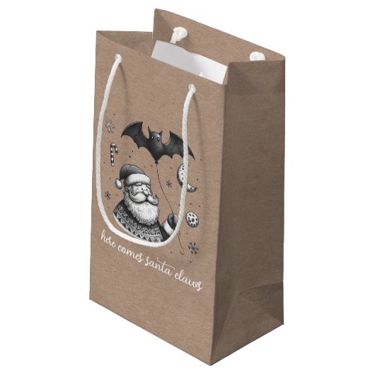 Santa Claws Kleine Geschenktüte (Rückseite Schrägansicht)