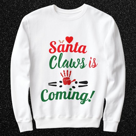Santa Claws kommt frohe Weihnachten Personalisiert Sweatshirt