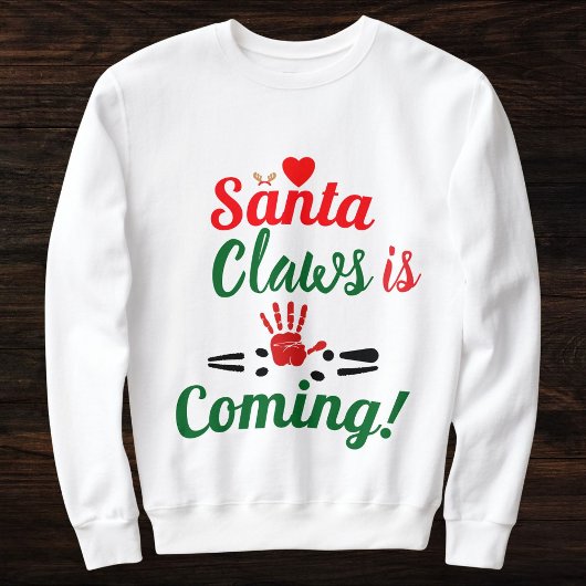 Santa Claws kommt frohe Weihnachten Personalisiert Sweatshirt