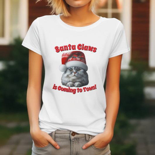 Santa Claws kommt in Town - festliche Kitty Cat T-Shirt