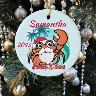 Santa Claws Krabben-Krebs-Weihnachten Personalisie Keramik Ornament