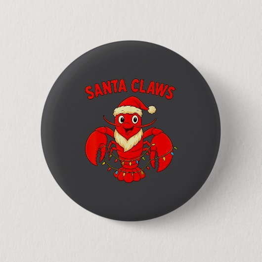 Santa Claws Lobster Christmas Lights Holiday Desig Button (Vorderseite)