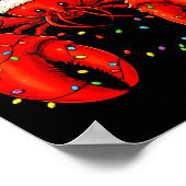 Santa Claws Lustiger Weihnachts-Hummer Mit Lichter Poster (Ecke)
