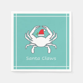 Santa Claws Nautic Holiday Napkin Seafoam Serviette