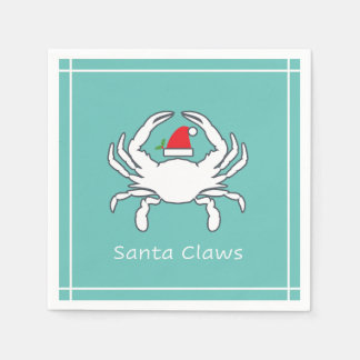 Santa Claws Nautic Holiday Napkin Seafoam Serviette
