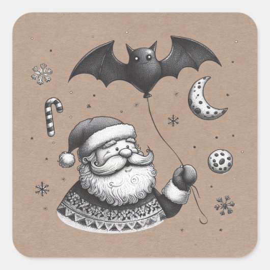 Santa Claws Quadratischer Aufkleber (Vorderseite)