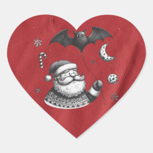Santa Claws Red Herz-Aufkleber