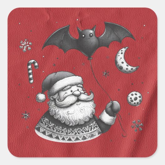 Santa Claws Red Quadratischer Aufkleber (Vorderseite)