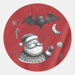Santa Claws Rot Runder Aufkleber
