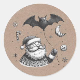 Santa Claws Runder Aufkleber