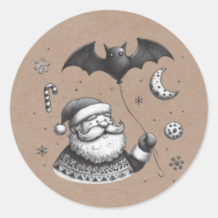 Santa Claws Runder Aufkleber