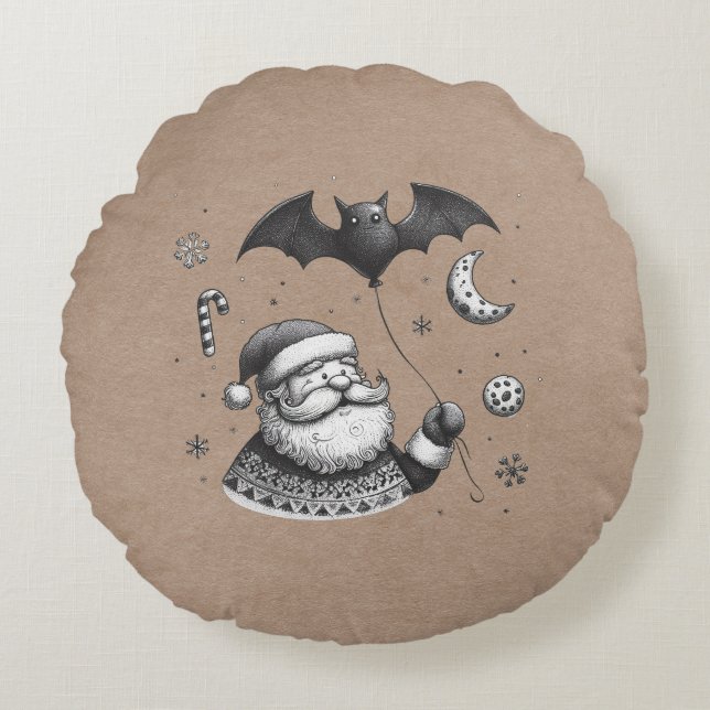 Santa Claws Rundes Kissen (Vorderseite)